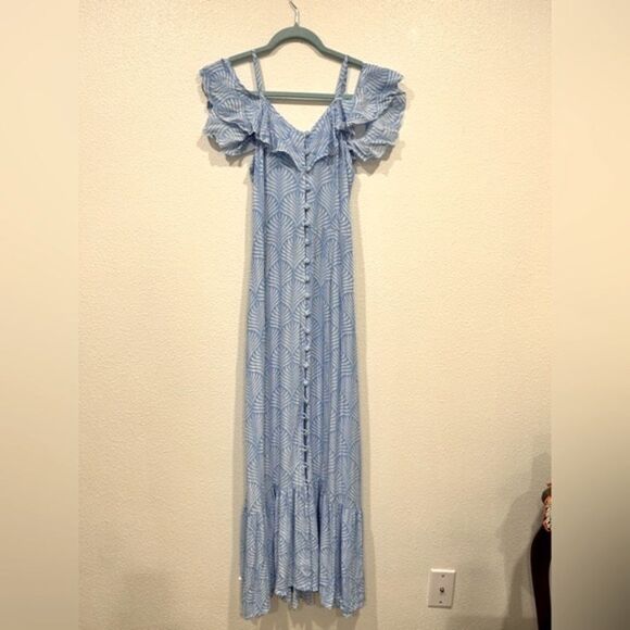 Walker & Wade Cold Shoulder Maxi -  Carly Dress/ Periwinkle Palm Size Small  NWT - Picture 3 of 12
